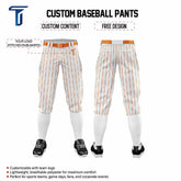 Custom White Orange Pinestripe Stretch Practice Knickers Baseball Pants